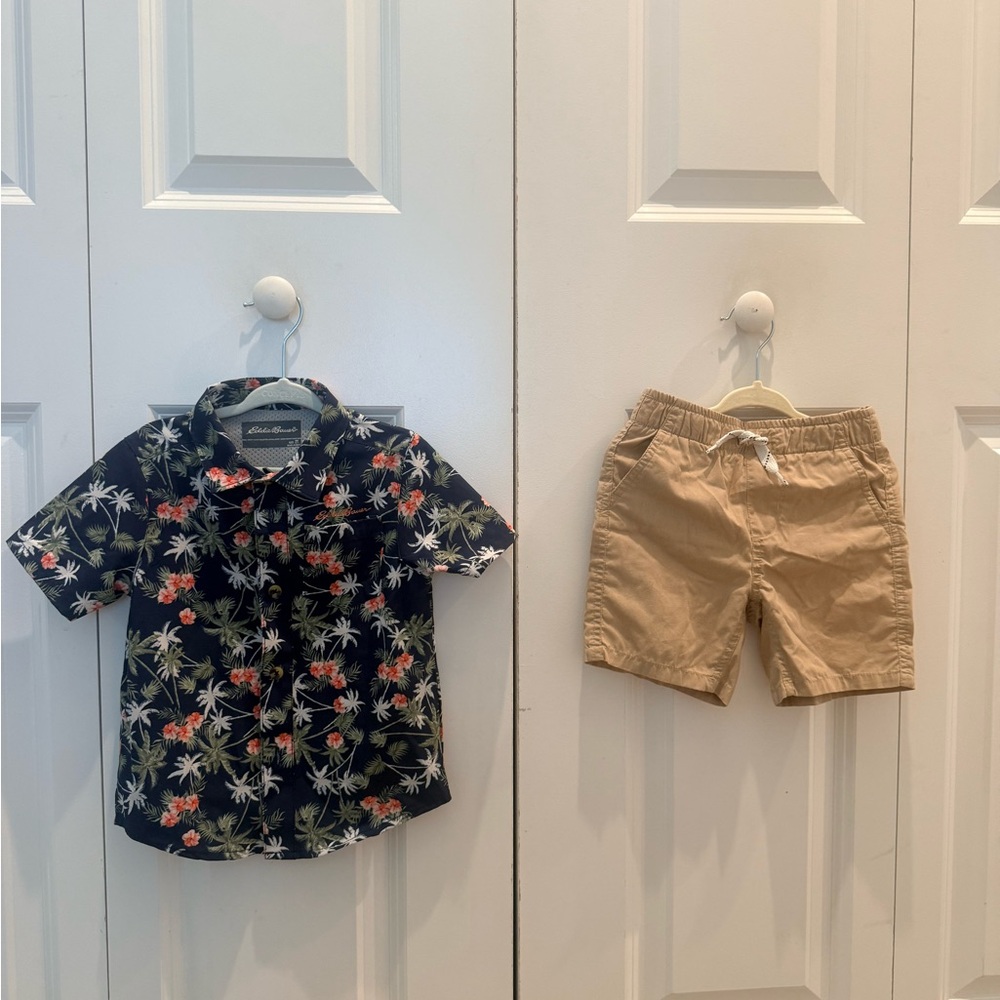 Eddie Bauer Kids' Floral Shirt and Shorts Set 2t